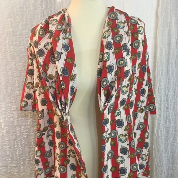 Helen St. Marie VTG Grandpa Clock Print Blouse Size 12 - Picture 5 of 10